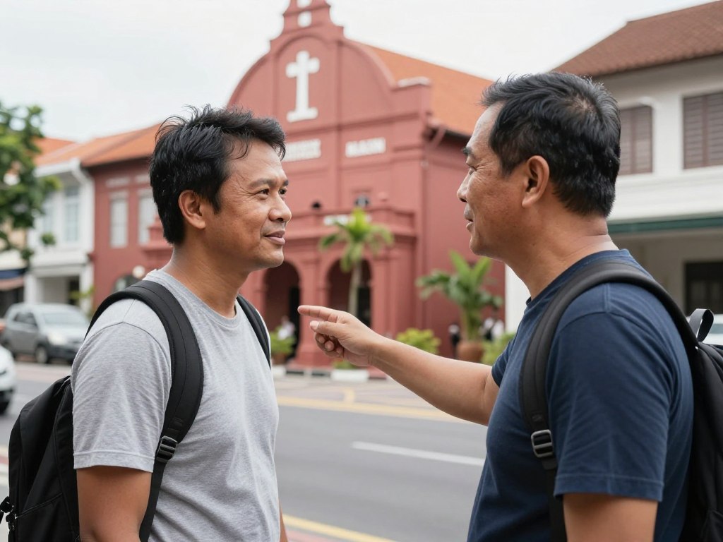 Traveler enjoying authentic local experience in Malacca heritage area