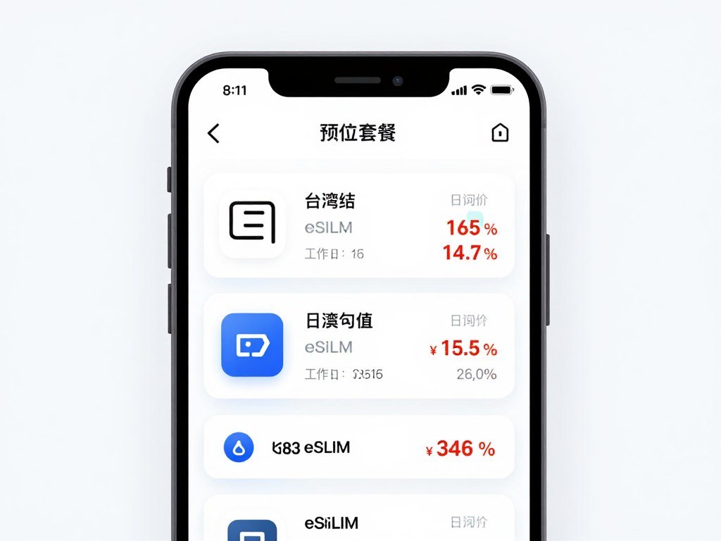 Ubigi eSIM Taiwan package selection screen Ubigi eSIM Taiwan package selection screen