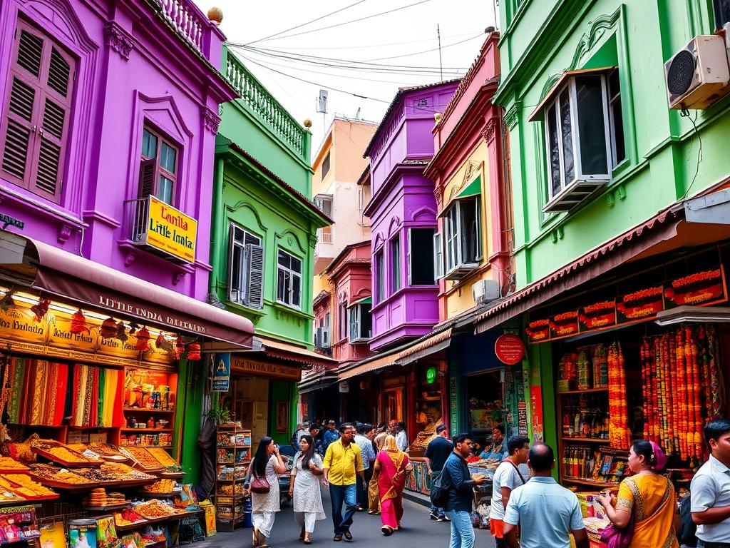 Vibrant street scene in Little India, Singapore, featured in Singapore travel guide