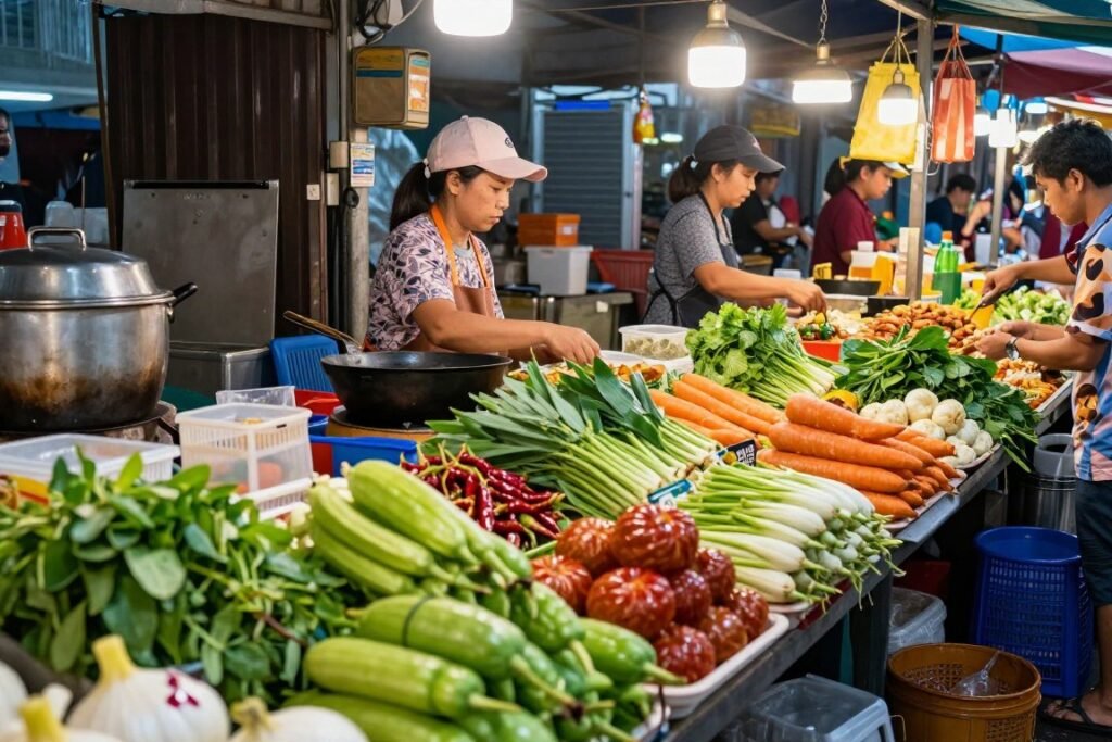 Vietnamese street food market in Da Nang