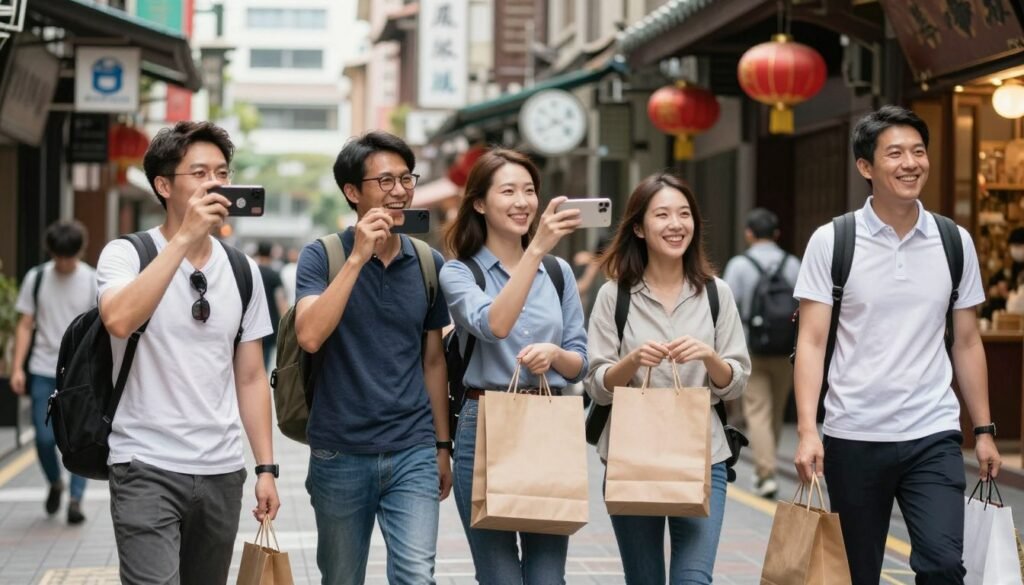 Visitors exploring Taipei attractions and enjoying the city Visitors exploring Taipei attractions and enjoying the city