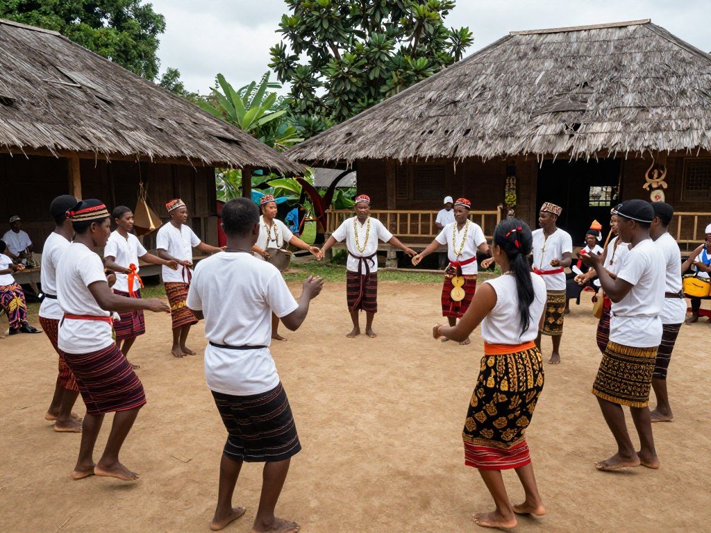 Visitors participating in traditional dance at longhouse