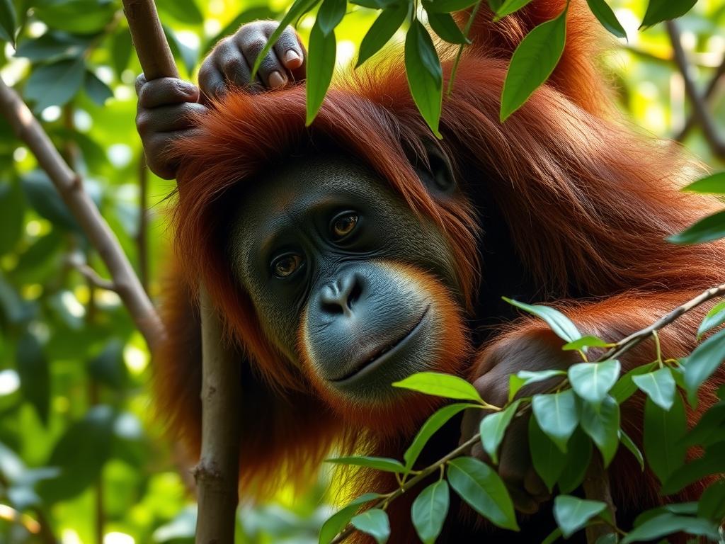 Wild orangutan in the rainforests of Borneo - Malaysia travel guide