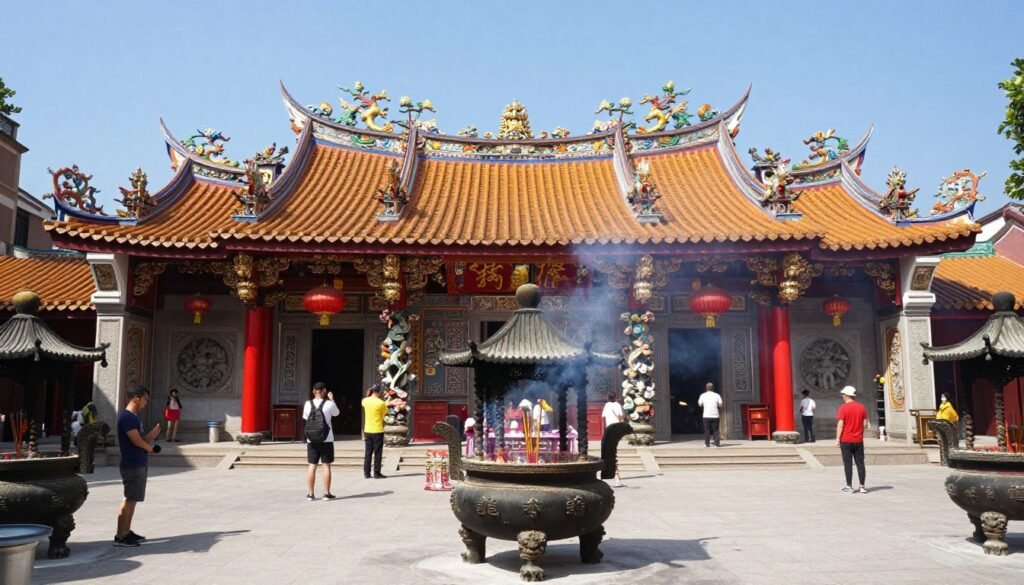 Wong Tai Sin Temple courtyard with traditional Chinese architecture and incense