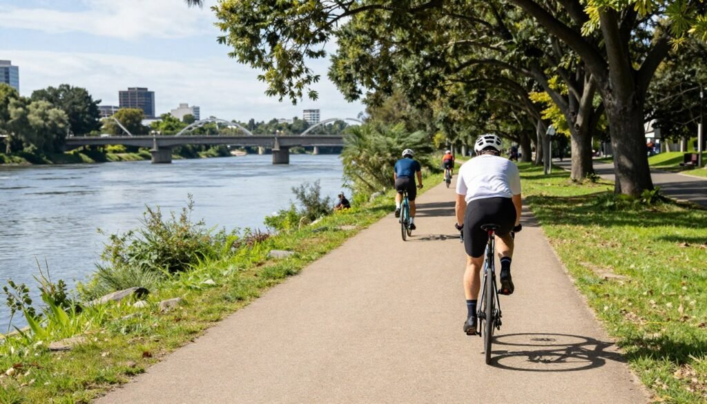 Yarra River bike trail with cyclists
