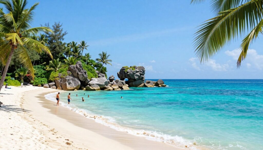 beautiful Kenting beach with clear blue water and tropical coastline