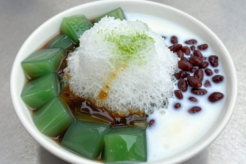 bowl of penang cendol shaved ice dessert