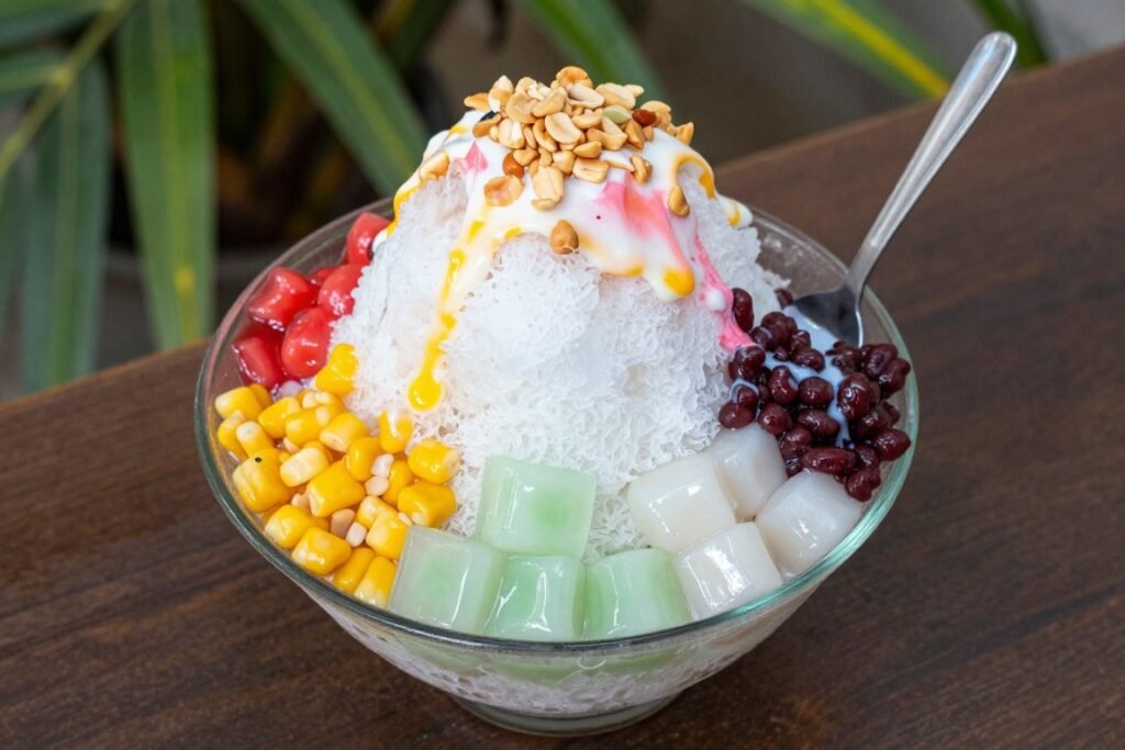 colorful ice kacang shaved ice dessert penang