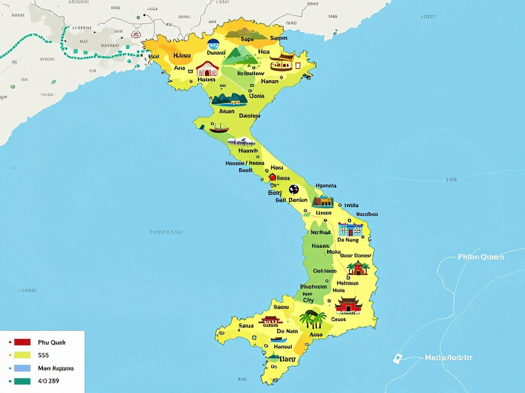detailed map of Vietnam highlighting major travel destinations and cultural regions from Sapa to Phu Quoc detailed map of Vietnam highlighting major travel destinations and cultural regions from Sapa to Phu Quoc