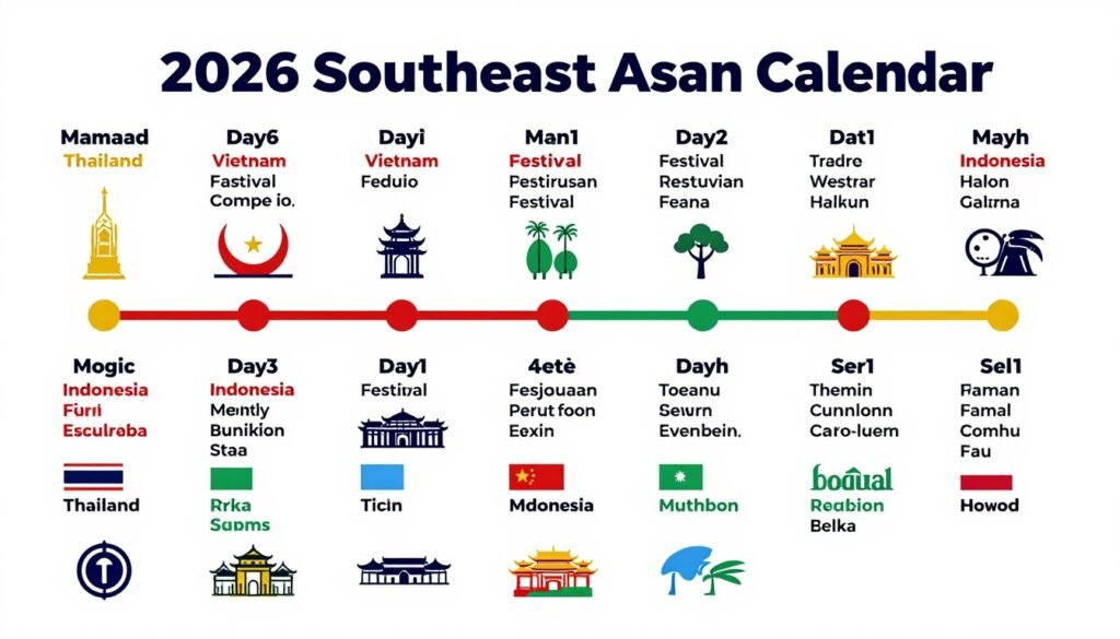 festival calendar infographic showing major Southeast Asian celebrations throughout 2026