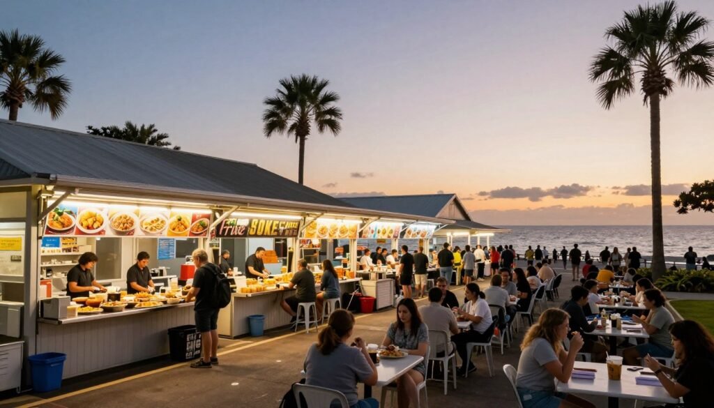 gurney drive hawker centre penang at sunset