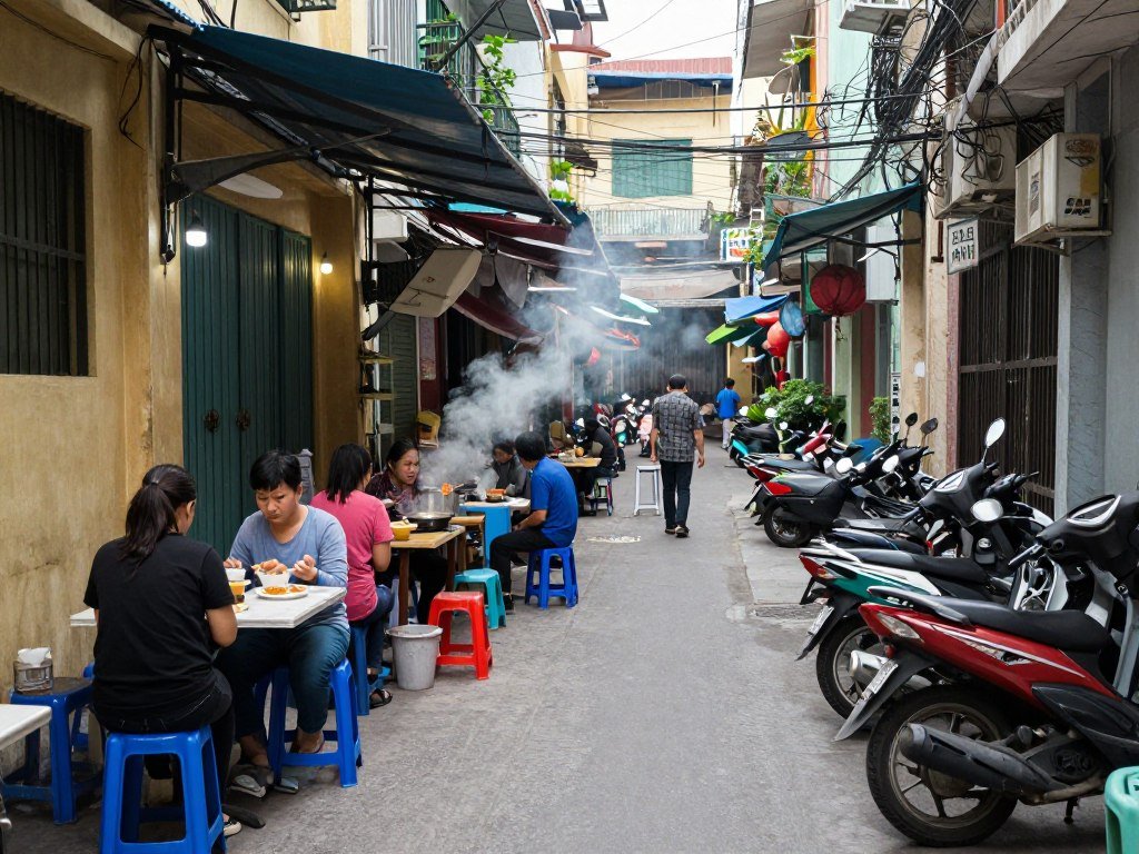 narrow alleyway hem street food Ho Chi Minh