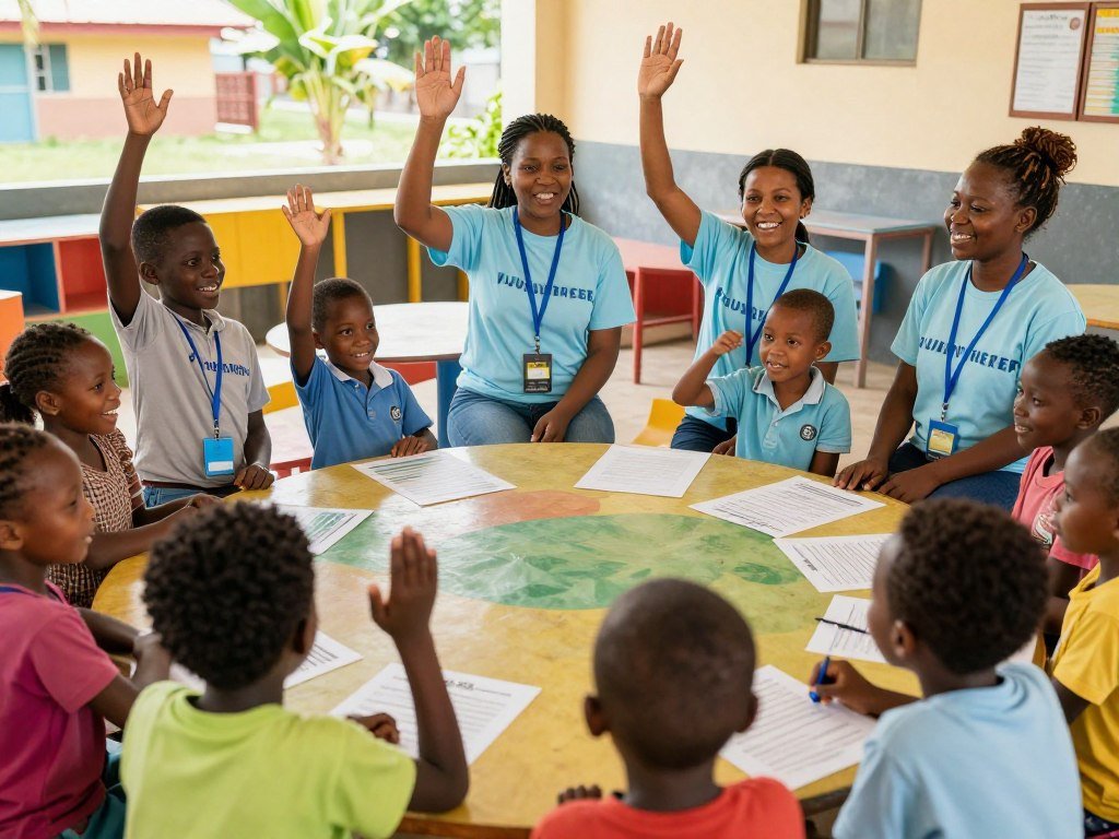 travel for free volunteer teaching children in community
